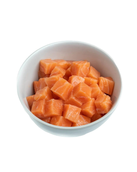 Fresh Atlantic Salmon small cubes for Poke