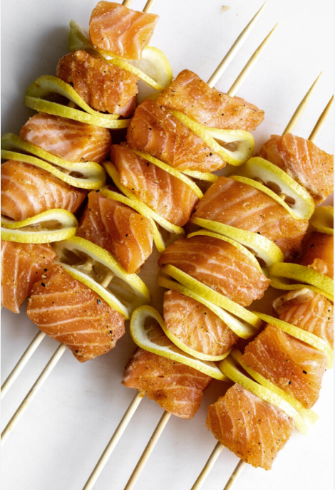 Atlantic Salmon Cubes on a Skewer $29.95/Lb.