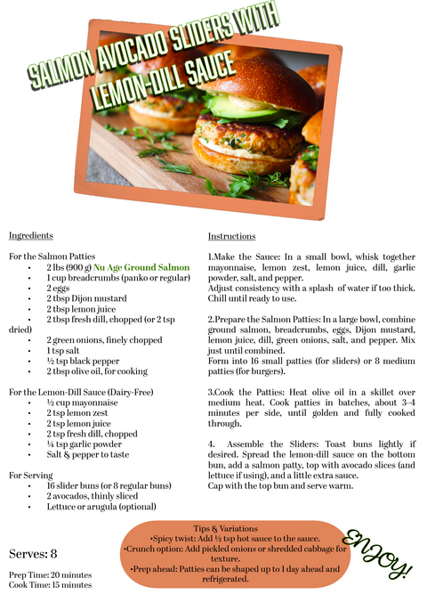 Salmon Avocado Sliders With Lemon-Dill Sauce