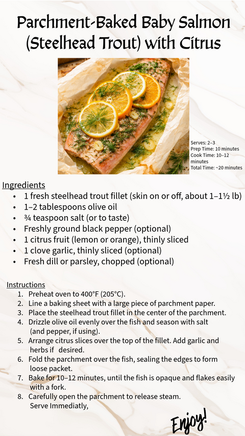 Parchment-Baked Baby Salmon (Steelhead Trout) with Citrus