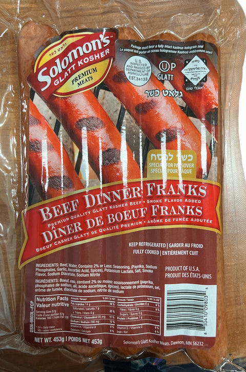 Solomon’s Premium Beef Dinner Franks (Kosher for Passover)