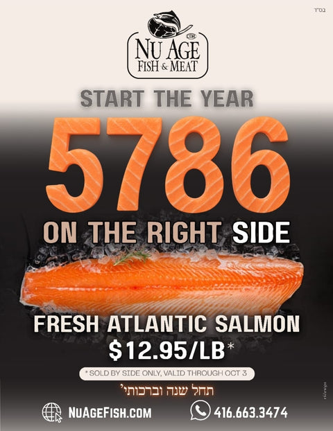 "YOM TOV SPECIAL" Fresh Atlantic Salmon Fillet (whole side, Un Cut) VAC PAC $12.95/lb.
